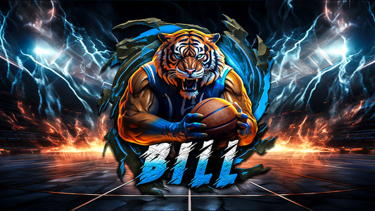 Basketball Player Tiger 3D Logo